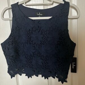 Lulu's Midnight Blue Lace Top